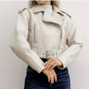Zara Viral Cropped Faux Leather Moto Jacket